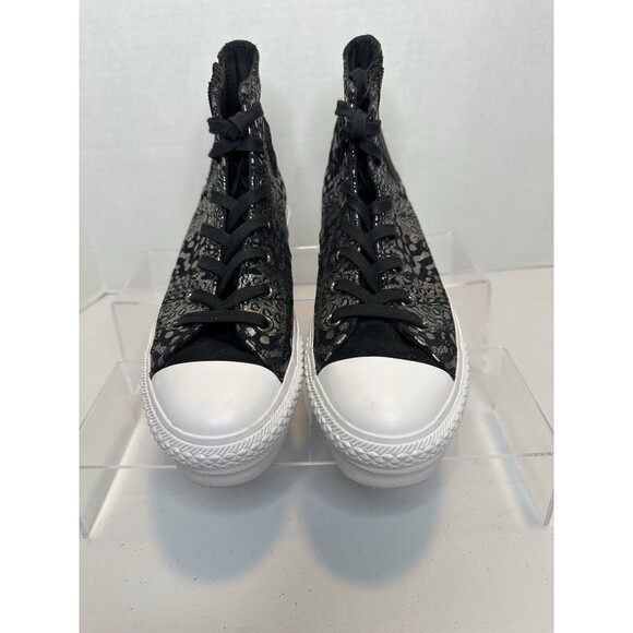 Converse Chuck Taylor All Star Black Metallic Leather Platform Chelsea Hi Top 8 - Picture 4 of 10